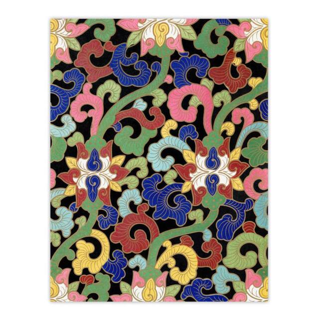 "Artery8 Owen Jones Vibrant Botanical Chinese Textile Pattern Wall Art Print - Size: W12"" x H16""" - image 1