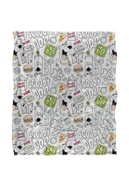 Scooby Doo Blanket, 152x127 cm Scooby All Over Silky Touch Super Soft Throw Blanket in White - image 1