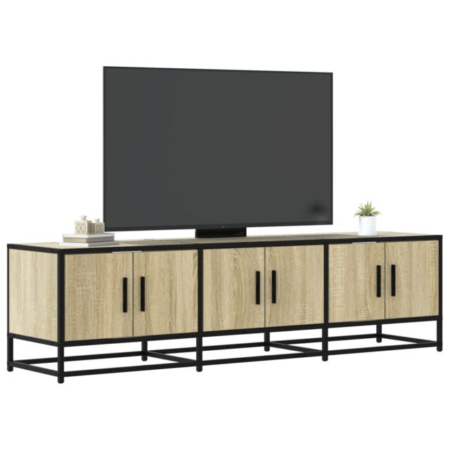 Berkfield Home TV Cabinet Sonoma Oak 150x35x41 cm Engineered Wood & Metal in Brown - Size: 150 x 35 x 41 cm - image 1