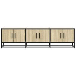 Berkfield Home TV Cabinet Sonoma Oak 150x35x41 cm Engineered Wood & Metal in Brown - Size: 150 x 35 x 41 cm - thumbnail 4