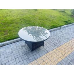 Fimous Rattan Garden Furniture 6 Seater Garden Big Round Table & Chairs in Dark Grey - thumbnail 3