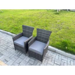 Fimous Rattan Garden Furniture 6 Seater Garden Big Round Table & Chairs in Dark Grey - thumbnail 6