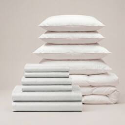 Bedable 100% Cotton Sateen Bedding Bundle 460 Thread Count - Duvet Cover + Fitted Sheet + 4 Pillowcases + Duvet + 4 Pillows in Grey - Size: Double - thumbnail 2