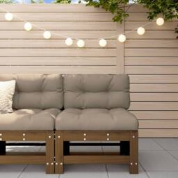 Berkfield Home Beautiful Garden Middle Sofa Honey Brown Solid Wood Pine - thumbnail 2
