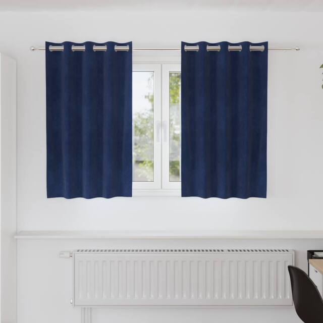 Berkfield Home Blackout Curtains with Eyelets 2 pcs Dark Blue Velvet - image 1
