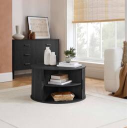 Birlea Axel Round Fluted Coffee Table with Storage Black - Size: 1 Pack - thumbnail 2