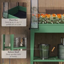 OUTSUNNY Mobile Raised Garden Bed with Greenhouse Cover, Green - thumbnail 5