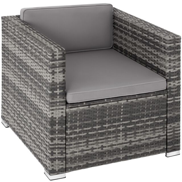tectake Rattan Garden Armchair Lignano in Grey - Size: 1 Seater - image 1