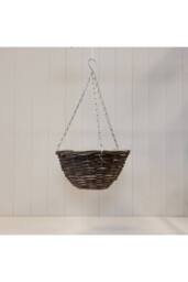 KDMD Round Brown Rattan Hanging Basket with clear soft plastic liner - thumbnail 2