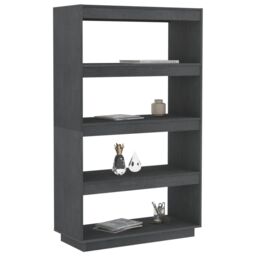 Berkfield Home Book Cabinet/Room Divider Grey 80x35x135 cm Solid Pinewood - Size: 80 x 35 x 135 cm - thumbnail 4
