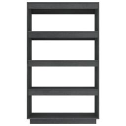 Berkfield Home Book Cabinet/Room Divider Grey 80x35x135 cm Solid Pinewood - Size: 80 x 35 x 135 cm - thumbnail 5