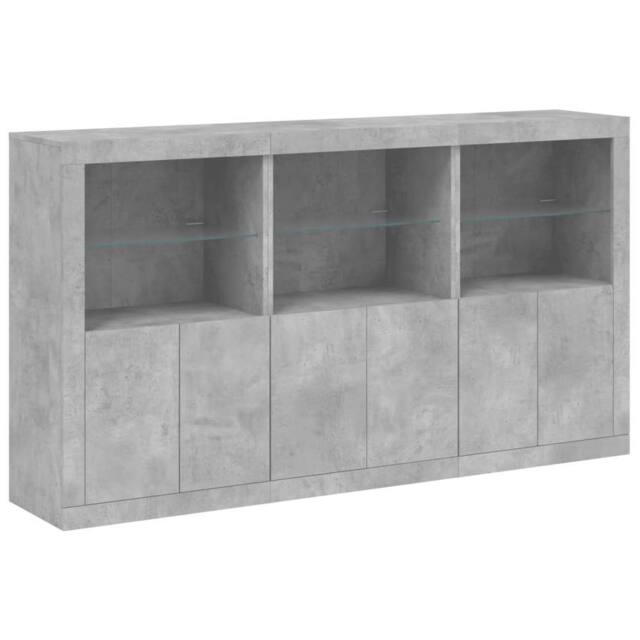 Berkfield Home Sideboard with LED Lights Concrete Grey 181.5x37x100 cm - image 1