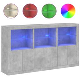 Berkfield Home Sideboard with LED Lights Concrete Grey 181.5x37x100 cm - thumbnail 3