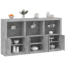 Berkfield Home Sideboard with LED Lights Concrete Grey 181.5x37x100 cm - thumbnail 2