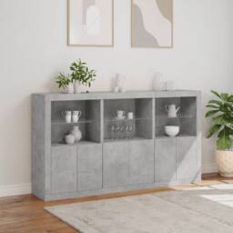 Berkfield Home Sideboard with LED Lights Concrete Grey 181.5x37x100 cm - thumbnail 4