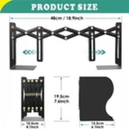 Havendro Black Heavy Duty Metal Bookends Office Stationery Extensible School - thumbnail 2