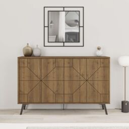 Decortie 4-Doors Push-to-open Doors Sideboard 'Dune' with Metal Legs 123cm in Dark Brown - Size: 2 Pack - thumbnail 5