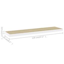 Berkfield Home Durable Floating Wall Shelves 2 pcs Oak & White 120x23.5x3.8 cm MDF in Natural - thumbnail 8