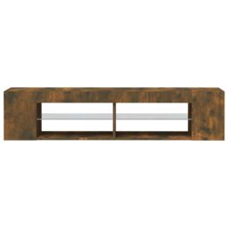 Berkfield Home TV Cabinet with LED Lights Smoked Oak 135x39x30 cm in Brown - Size: 135 x 39 x 30 cm - thumbnail 4