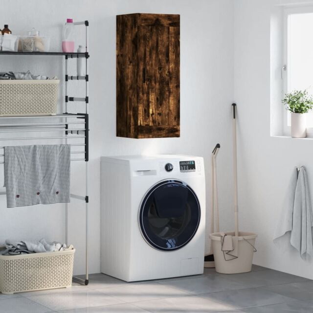 Berkfield Home Wall Mounted Cabinet Smoked Oak 34.5x34x90 cm Engineered Wood in Brown - image 1