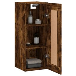 Berkfield Home Wall Mounted Cabinet Smoked Oak 34.5x34x90 cm Engineered Wood in Brown - thumbnail 5