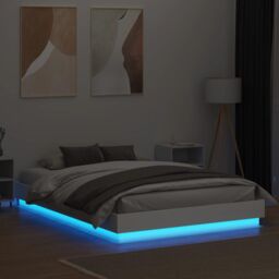 Berkfield Home Bed Frame with LED without Mattress White 150x200 cm King Size - thumbnail 4