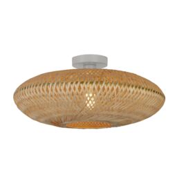 Lighting Collection Bamboo Flush Ceiling Light in Brown - thumbnail 1