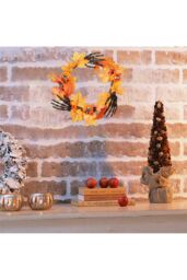 Living and Home 40cm Halloween Wreath with Pumpkin & Creepy Black Hand Door Hanging Decoration for Haunted House & Party in Orange - thumbnail 4