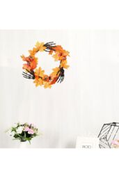 Living and Home 40cm Halloween Wreath with Pumpkin & Creepy Black Hand Door Hanging Decoration for Haunted House & Party in Orange - thumbnail 6