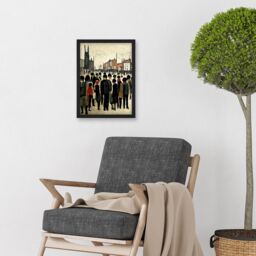 Artery8 1940 Mid Century Industrial Northern Crowds In Street Cityscape Artwork Framed Wall Art Print A4 in Black - thumbnail 2