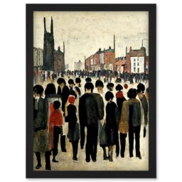 Artery8 1940 Mid Century Industrial Northern Crowds In Street Cityscape Artwork Framed Wall Art Print A4 in Black - thumbnail 1