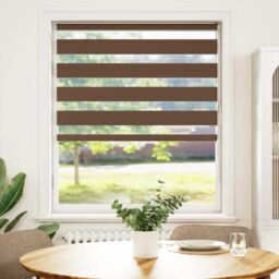 Berkfield Home Zebra Blind Brown 110x100 cm Fabric Width 105.9 cm Polyester - thumbnail 2