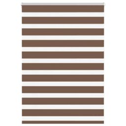 Berkfield Home Zebra Blind Brown 110x100 cm Fabric Width 105.9 cm Polyester - thumbnail 1
