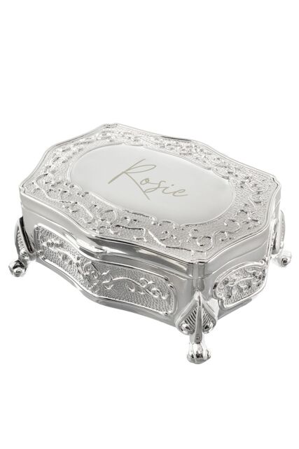 Personalised Memento Company Women's Personalised Small Silver Plated Jewellery Box in Metallic Silver - image 1