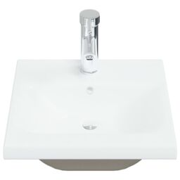 Berkfield Home Built-in Basin with Faucet 42x39x18 cm Ceramic White - Size: 42 x 39 x 18 cm - thumbnail 3