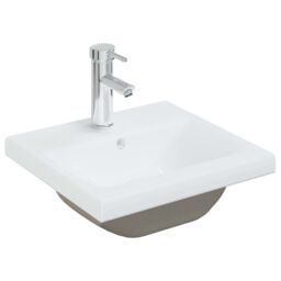 Berkfield Home Built-in Basin with Faucet 42x39x18 cm Ceramic White - Size: 42 x 39 x 18 cm - thumbnail 2
