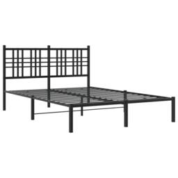 Berkfield Home Metal Bed Frame without Mattress with Headboard Black 120x190cm - Size: 120x190 cm - thumbnail 1