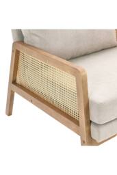 Minimalist Fabric Rattan Wooden Armchair in Beige - thumbnail 6