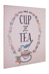 Orsina Cup of Tea Wall Plaque, Charming Pastel Wall Sign With Tea-Themed Typography, Adds Warmth & Personality - thumbnail 2