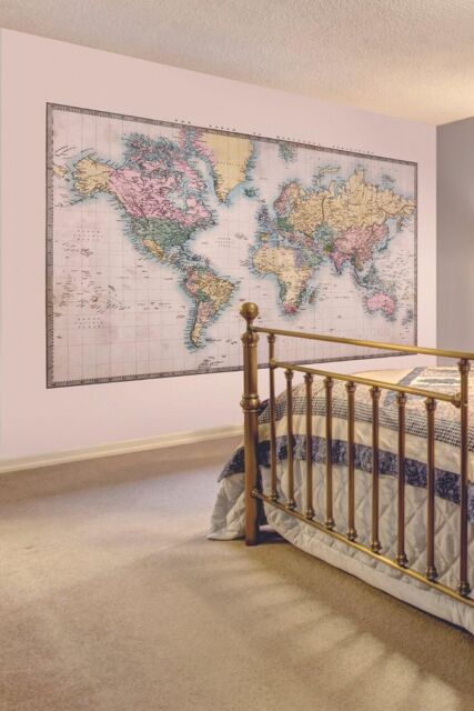 Origin Murals Historic World Map Wall Mural in Natural - Size: W350 cm x H280 cm - image 1