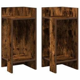 Berkfield Home Side Tables 2 pcs with Shelf Smoked Oak 25.5x27x60 cm in Brown - thumbnail 2