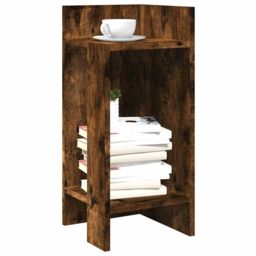 Berkfield Home Side Tables 2 pcs with Shelf Smoked Oak 25.5x27x60 cm in Brown - thumbnail 1