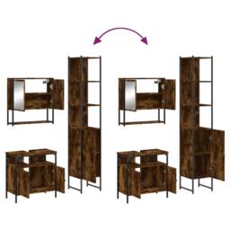 Berkfield Home Durable 3 Piece Bathroom Furniture Set Smoked Oak Engineered Wood in Brown - thumbnail 9