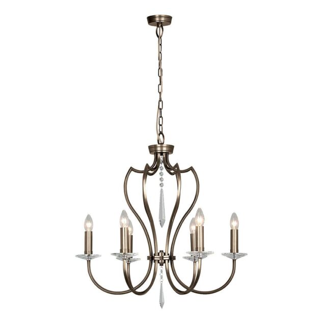 Loops 6 Bulb Chandelier Hanging Pendant LIght Dark Bronze LED E14 60W Bulb - image 1