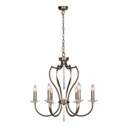 Loops 6 Bulb Chandelier Hanging Pendant LIght Dark Bronze LED E14 60W Bulb - thumbnail 1