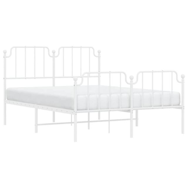 Berkfield Home Metal Bed Frame with Headboard & Footboard White 140x190 cm - image 1