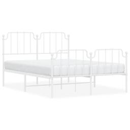 Berkfield Home Metal Bed Frame with Headboard & Footboard White 140x190 cm - thumbnail 3