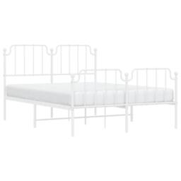 Berkfield Home Metal Bed Frame with Headboard & Footboard White 140x190 cm - thumbnail 1
