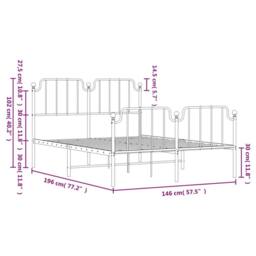 Berkfield Home Metal Bed Frame with Headboard & Footboard White 140x190 cm - thumbnail 9