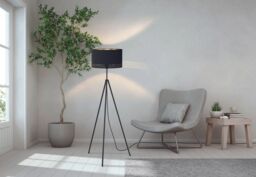 Loops Floor Lamp Light Colour Black Shade Black Inner Gold Outer Fabric Bulb E27 1x40W - thumbnail 3